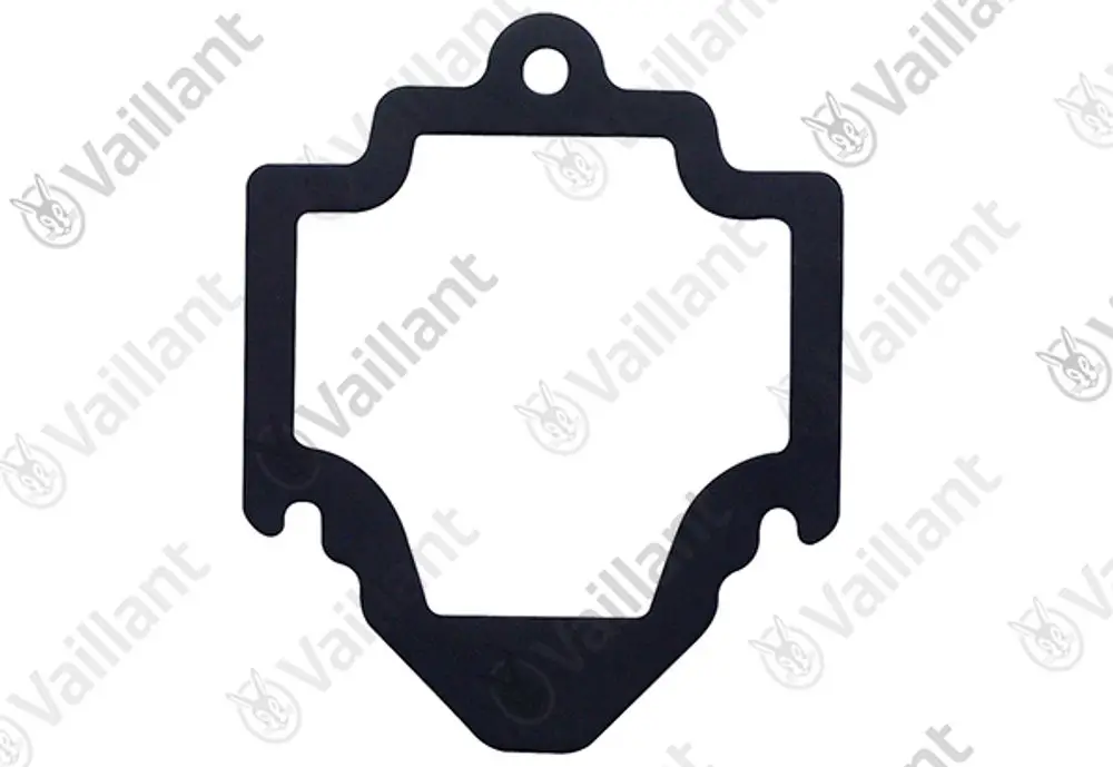 Schwarze Dichtung von Vaillant in spezifischer Form, vermutlich für Anwendungen im Heizungs- oder Sanitärbereich.
